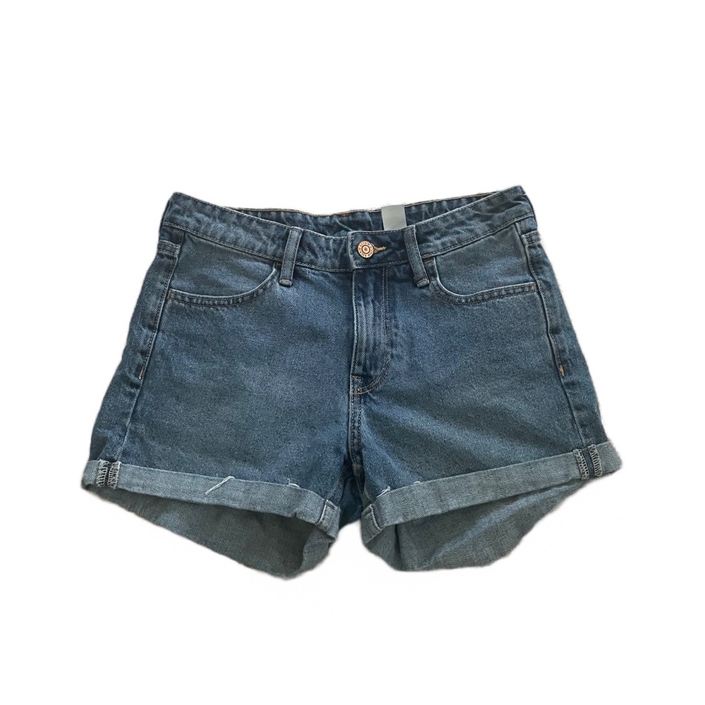 H&M high rise blue denim shorts